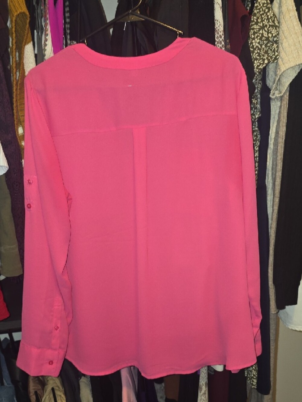 Express Pink Zip-Pocket Blouse - Picture 3 of 3